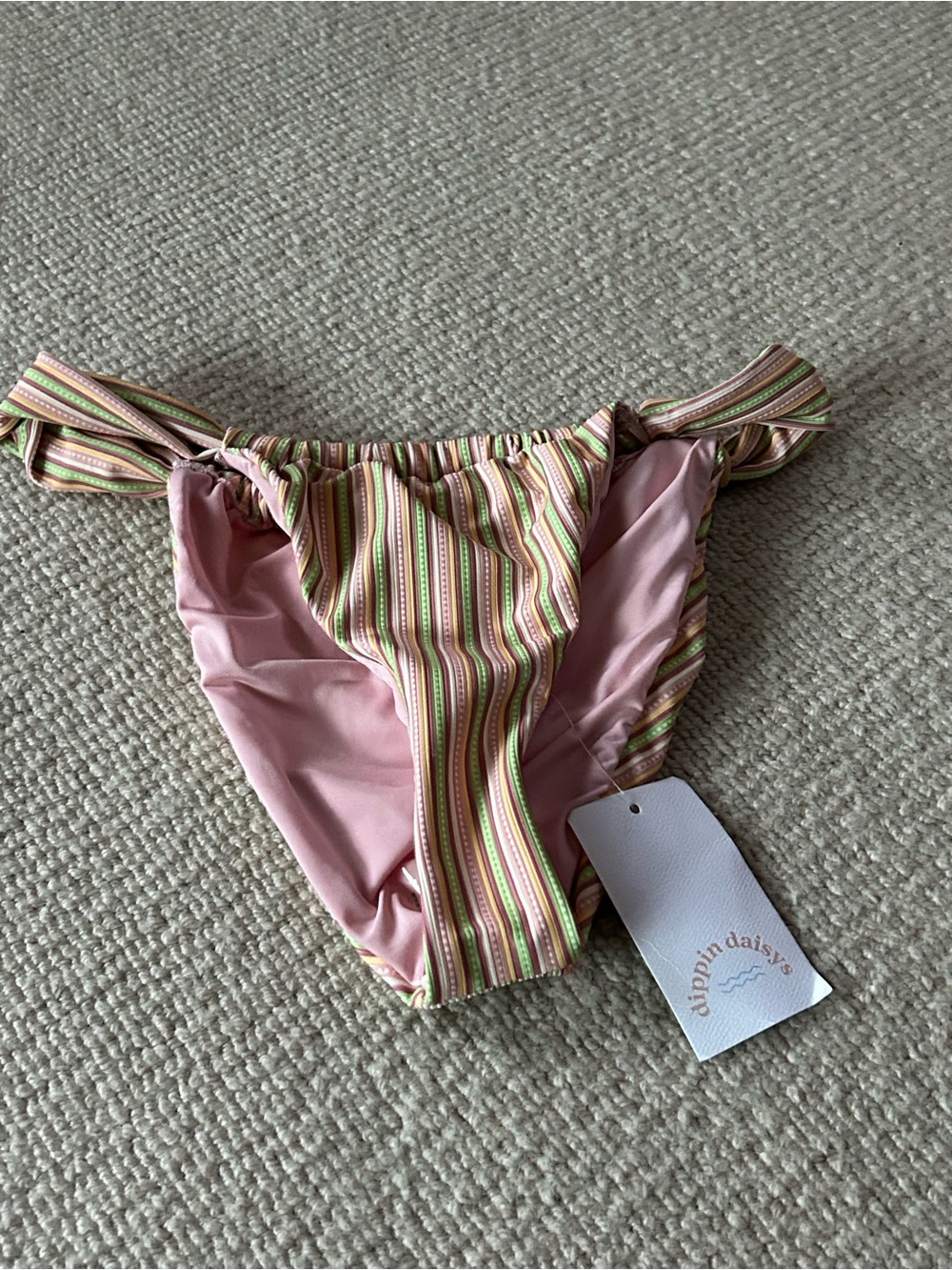 Dippin' Daisy's Pink with Multicolor Pastel Stripe Kids Swim Bottom